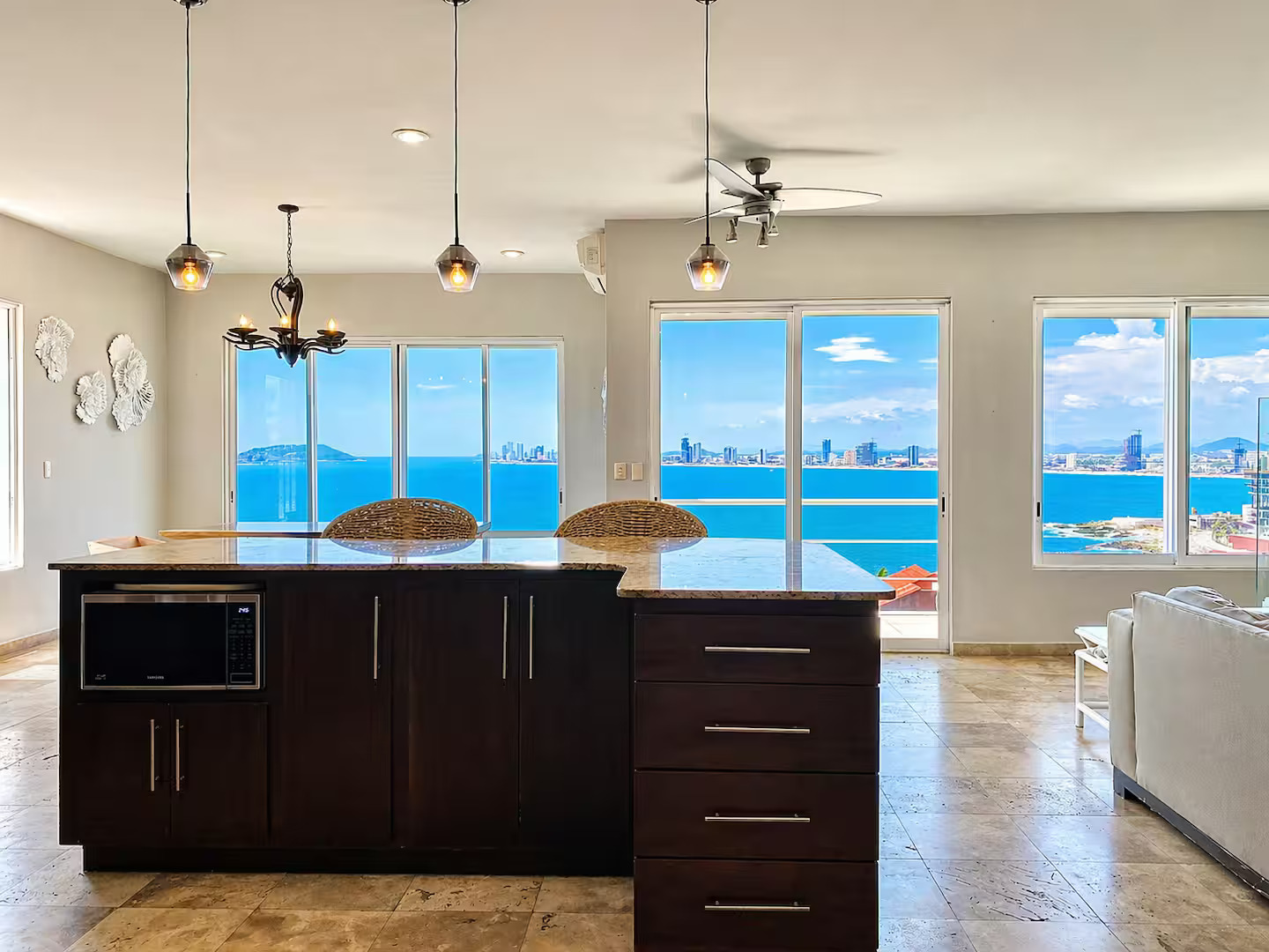 Dining area with panoramic view of the sea
